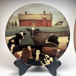 SOLD - NOT FOR SALE   "The Gathering” Limited Edition Vintage Cow Plate, 8”.
